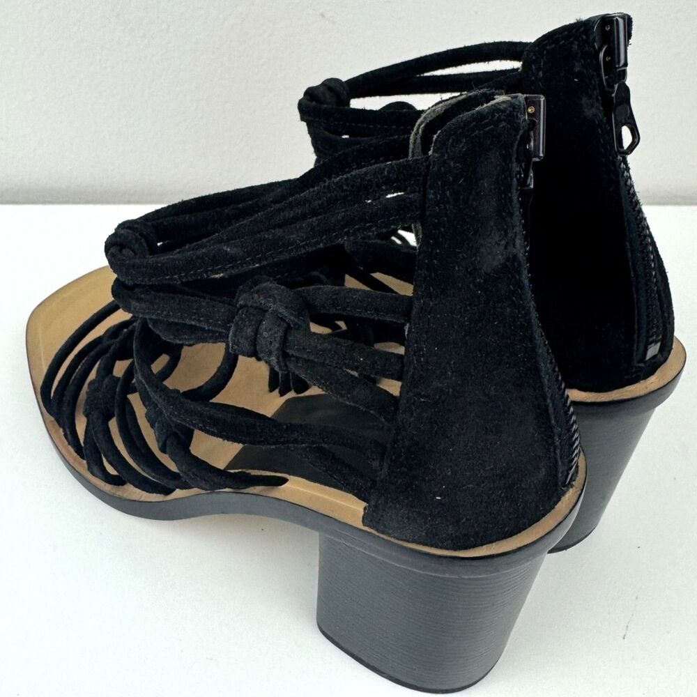 Rag & Bone Camille Black Caged Macrame Design Block Heel Sandals Zip Back EU 37 - Picture 4 of 12
